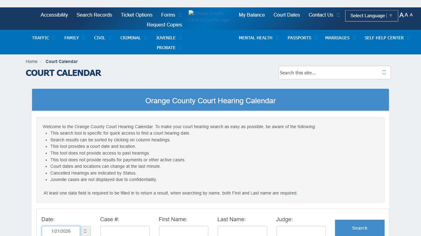 My Orange Clerk Home