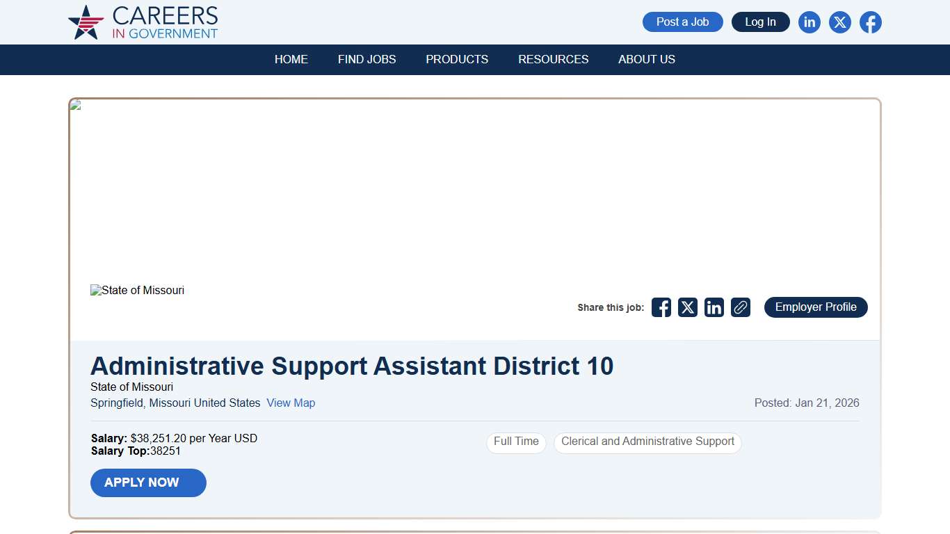 Administrative Support Assistant District 10 | Careers in Government